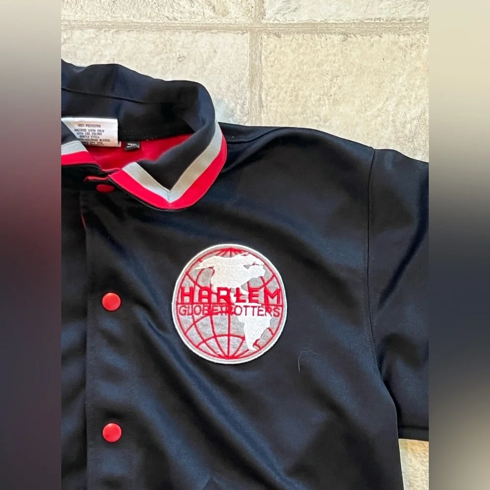 Vintage PlatinumFUBU Harlem Globetrotters JerseyYouthL 16/18 BlackRedEmbroidered